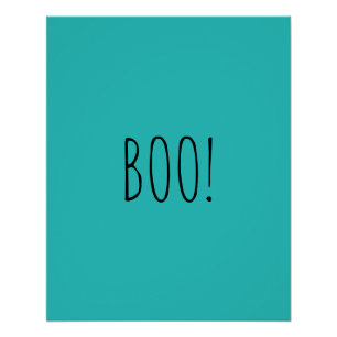 Boo teal spooky typography funny cute Halloween Poster