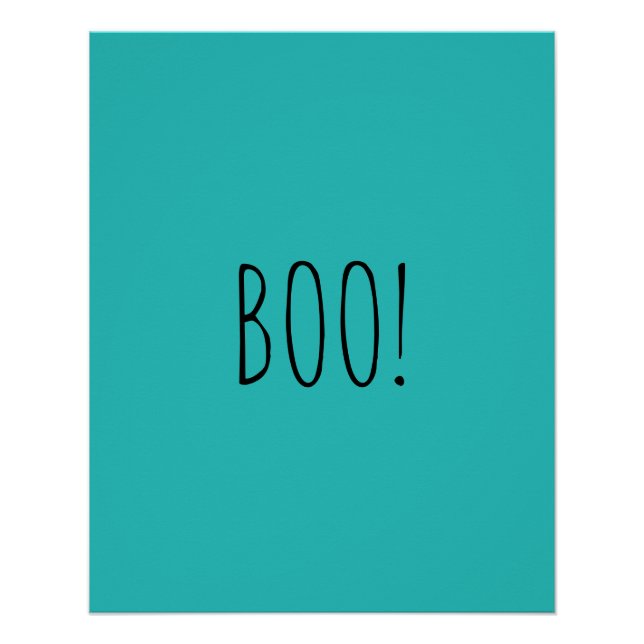 Boo teal spooky typography funny cute Halloween Poster (Front)
