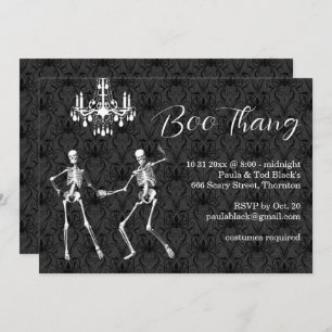 Boo Thang Glamourous Skeletons Halloween Party Invitation