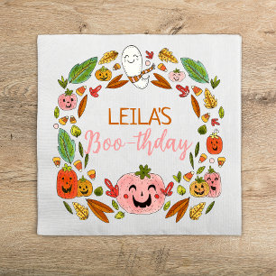 Boo-thday Halloween Pink Birthday Party Napkin