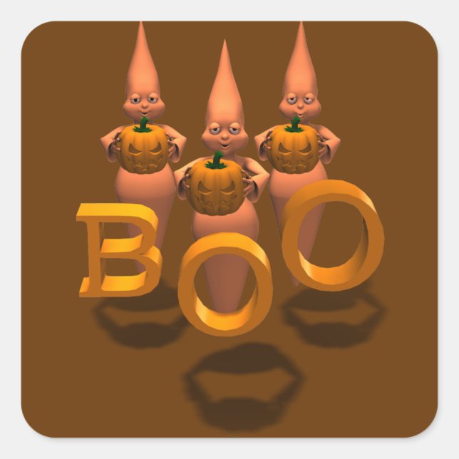 Boo! Three Cute Ghosties Square Sticker (Front)