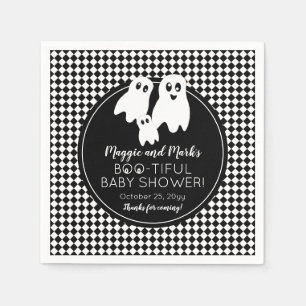 BOO - TIFUL Baby Shower BW Halloween Thank You Napkin