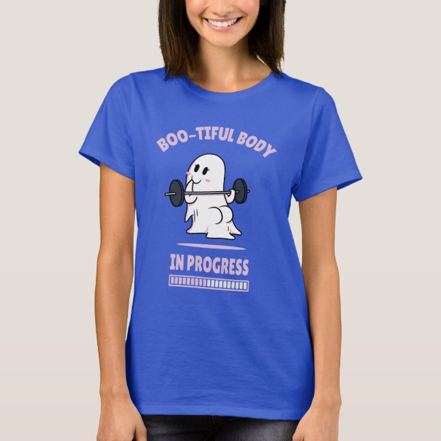 Boo-Tiful Body - Funny Halloween Ghost Gym Lifting T-Shirt (Front)