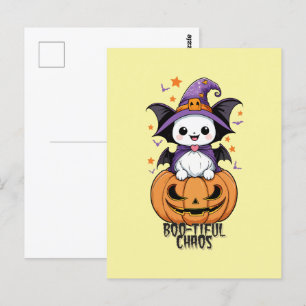 Boo-tiful Chaos   Bats, Hats, & Pumpkins Postcard