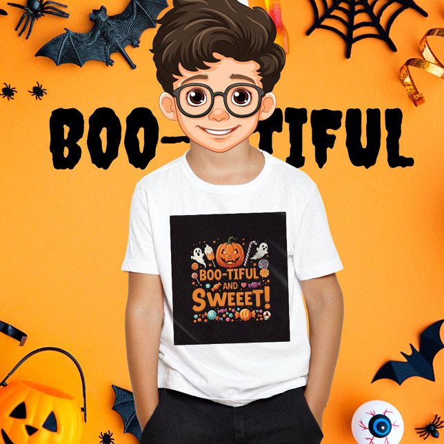 Boo-tiful Family | Matching Halloween Boys'  T-Shirt (Boo-tiful And sweet Halloween Kids' T-shirt Family Matching Halloween Party Theme)