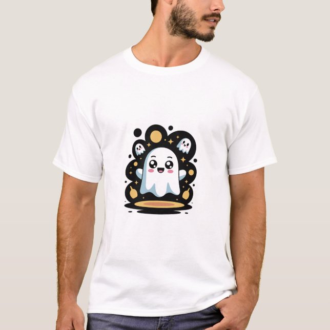 Boo-tiful Glow – Cute Halloween Ghost T-Shirt (Front)