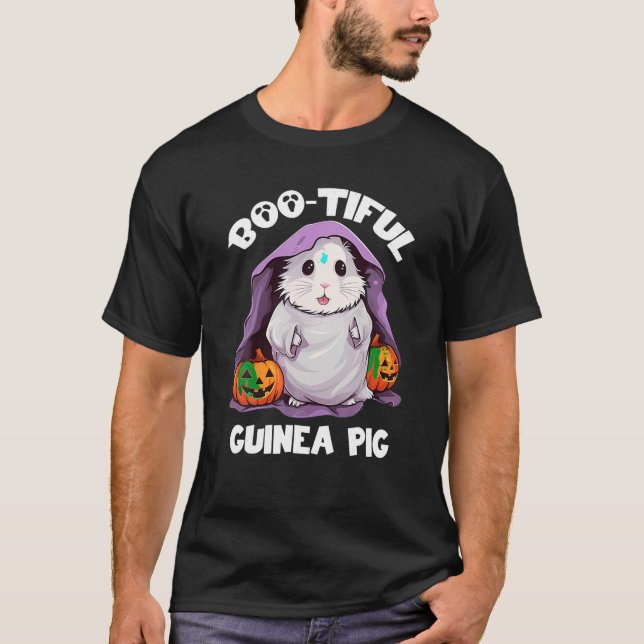 Boo Tiful Guinea Pig Halloween Spooky Pumpkin Autu T-Shirt (Front)