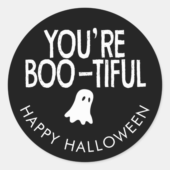 Boo Tiful Happy Halloween Family Party Classic Round Sticker (Front)