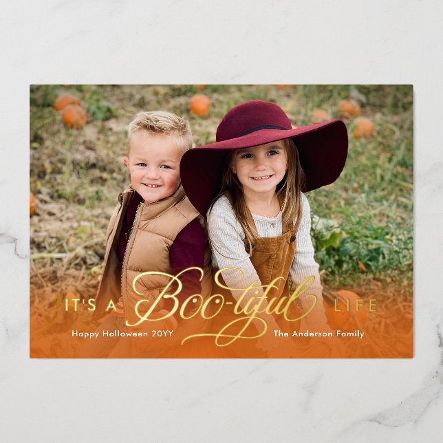 Boo-tiful Life FOIL Halloween Flat Photo Card (Front)