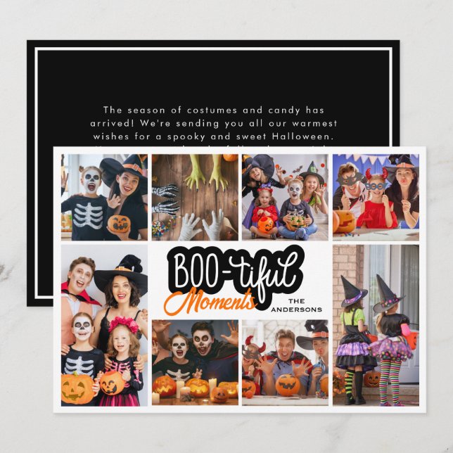 Boo-tiful Moment Halloween Photo Collage  Card (Front/Back)