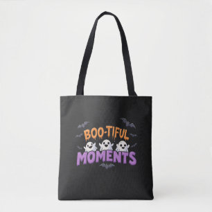 Boo-Tiful Moments Cute Halloween Ghosts and Bats Tote Bag