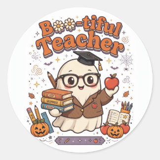 Boo-tiful Teacher Halloween Shirt Cute Ghost Teach Classic Round Sticker