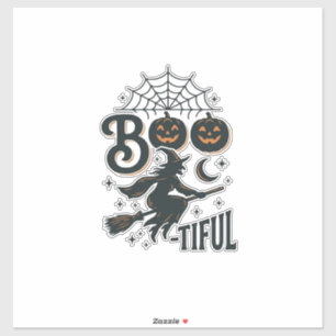 Boo-tiful Witch Halloween Vintage Engraving Design