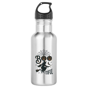 Boo-tiful Witch Halloween Vintage Engraving Design 532 Ml Water Bottle