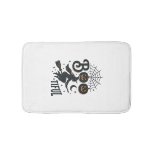 Boo-tiful Witch Halloween Vintage Engraving Design Bath Mat