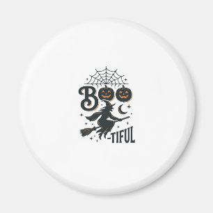 Boo-tiful Witch Halloween Vintage Engraving Design Magnet