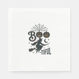 Boo-tiful Witch Halloween Vintage Engraving Design Napkin