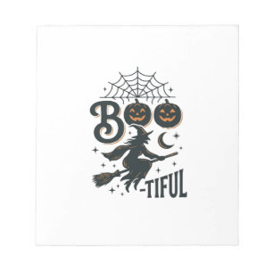 Boo-tiful Witch Halloween Vintage Engraving Design Notepad