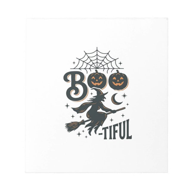 Boo-tiful Witch Halloween Vintage Engraving Design Notepad (Front)
