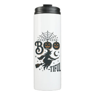 Boo-tiful Witch Halloween Vintage Engraving Design Thermal Tumbler