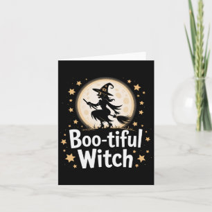Boo-tiful Witch Silhouette Halloween Witch Moon 1  Card