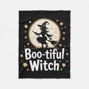 Boo-tiful Witch Silhouette Halloween Witch Moon 1  Fleece Blanket