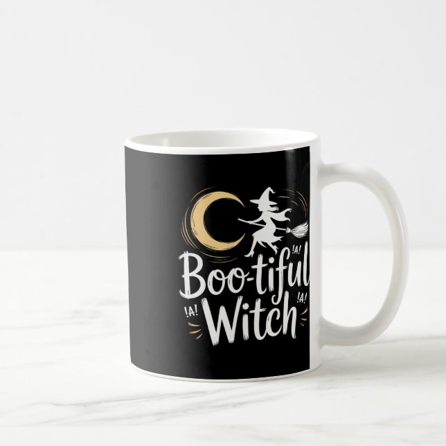 Boo-tiful Witch Silhouette Halloween Witch Moon  Coffee Mug (Right)