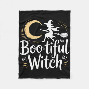 Boo-tiful Witch Silhouette Halloween Witch Moon Fleece Blanket