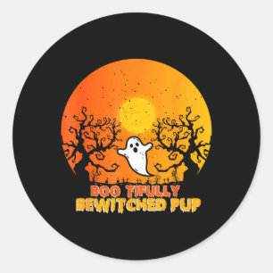 Boo-Tifully Bewitched Puppy Dog Halloween Classic Round Sticker