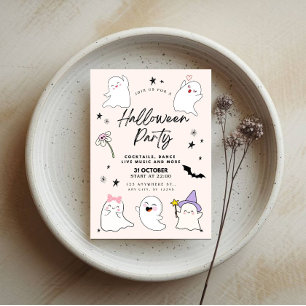 Boo-tifully Cute Ghosts Halloween Party Invitation