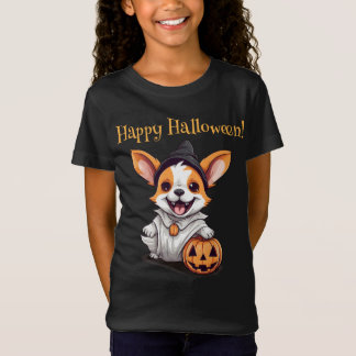 Boo-tifully Playful: Ghost Dog Halloween Pumpkin T-Shirt
