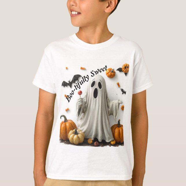 Boo-tifully Sweet Spooky Halloween kids T-Shirt (Front)