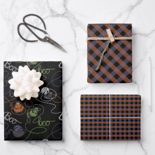 Boo-tifully Tangled Black Wrapping Paper Set