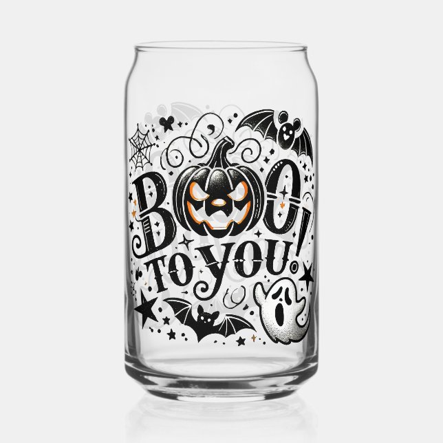 Boo To You Halloween Cheers Can Glass (Front)