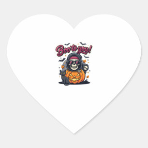 Boo to You Halloween Skeleton Pumpkin Heart Sticker