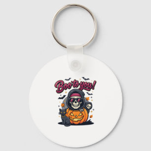 Boo to You Halloween Skeleton Pumpkin Key Ring
