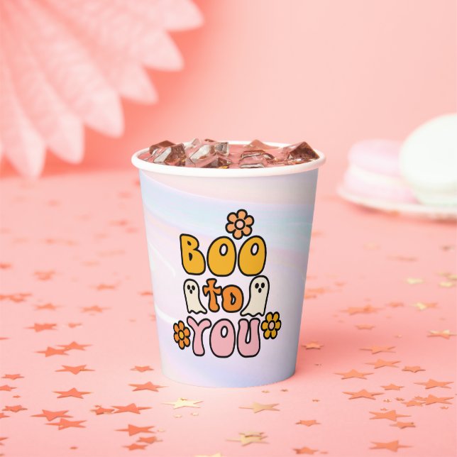 Boo to You Retro Halloween Paper Cups (Insitu)