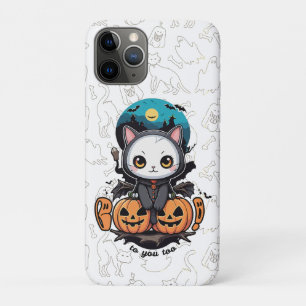 Boo to You Too Cute Cat Bat Wings & Pumpkin iPhone 11 Pro Case