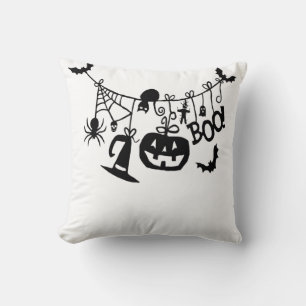 Boo Trick or Treat Halloween Bats, Pumpkins Cushion