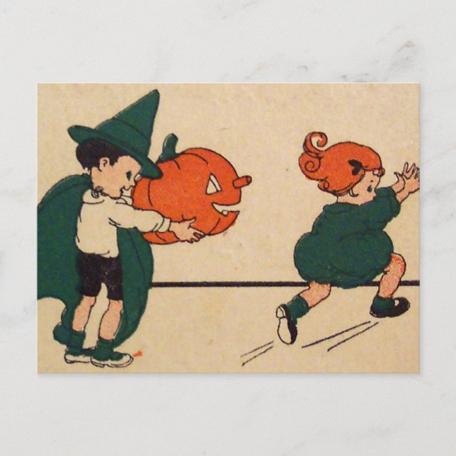 Boo! (Vintage Halloween Card) Postcard (Front)
