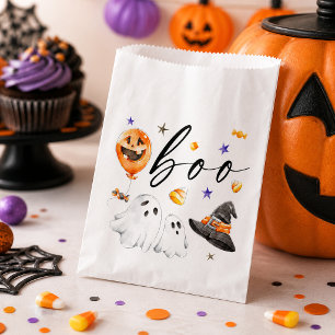 Boo Watercolor Ghosts and Witch Hat Halloween Favour Bags