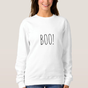 Boo white simple typography funny cute Halloween Sweatshirt