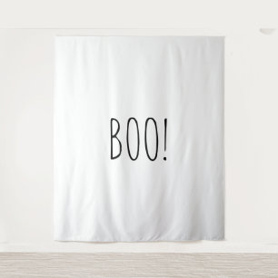Boo white spooky minimalist Halloween backdrop Tapestry