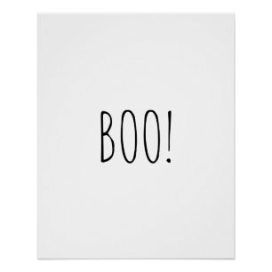Boo white spooky typography funny cute Halloween Poster