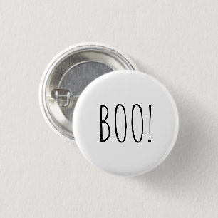 Boo white spooky typography minimalist Halloween 3 Cm Round Badge