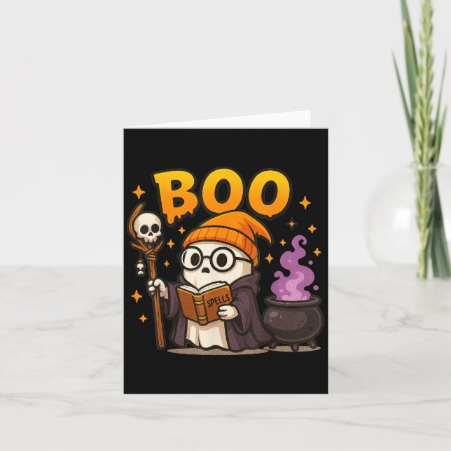 Boo Witch Ghost Halloween Cute Ghost Trick Or Trea Card (Front)