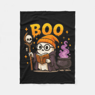 Boo Witch Ghost Halloween Cute Ghost Trick Or Trea Fleece Blanket