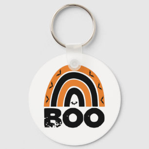 Boo with Flying Bats and Rainbow Key Ring