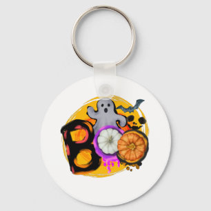 Boo with ghost and Pumpkin Key Ring