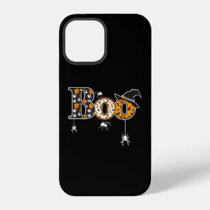Boo With Spiders And Witch Hat Halloween iPhone 12 Case